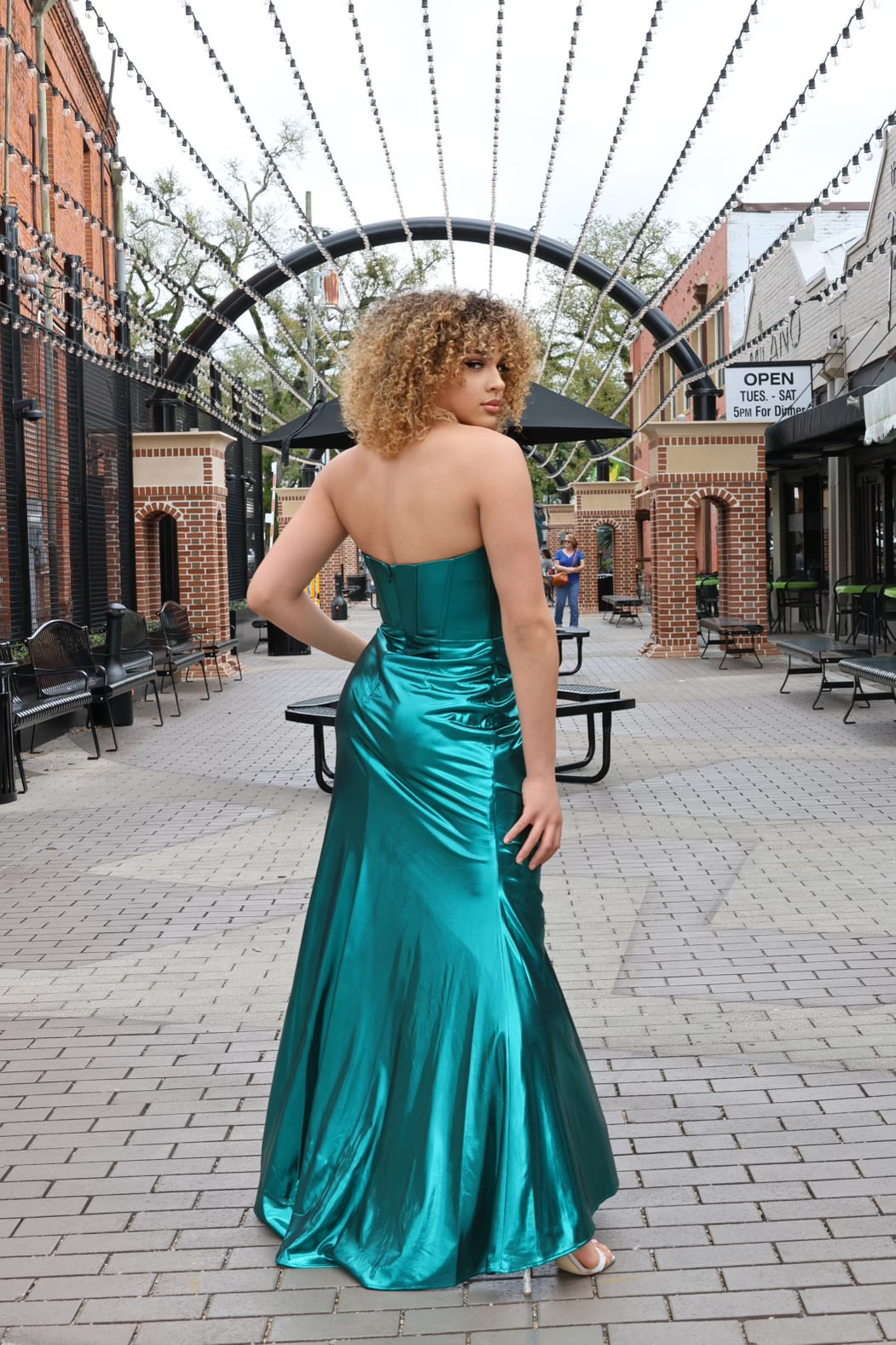 Hartlen Strapless Metallic Fitted Gown-Dresses-ladivine by cinderella-Shop with Bloom West Boutique, Women's Fashion Boutique, Located in Houma, Louisiana
