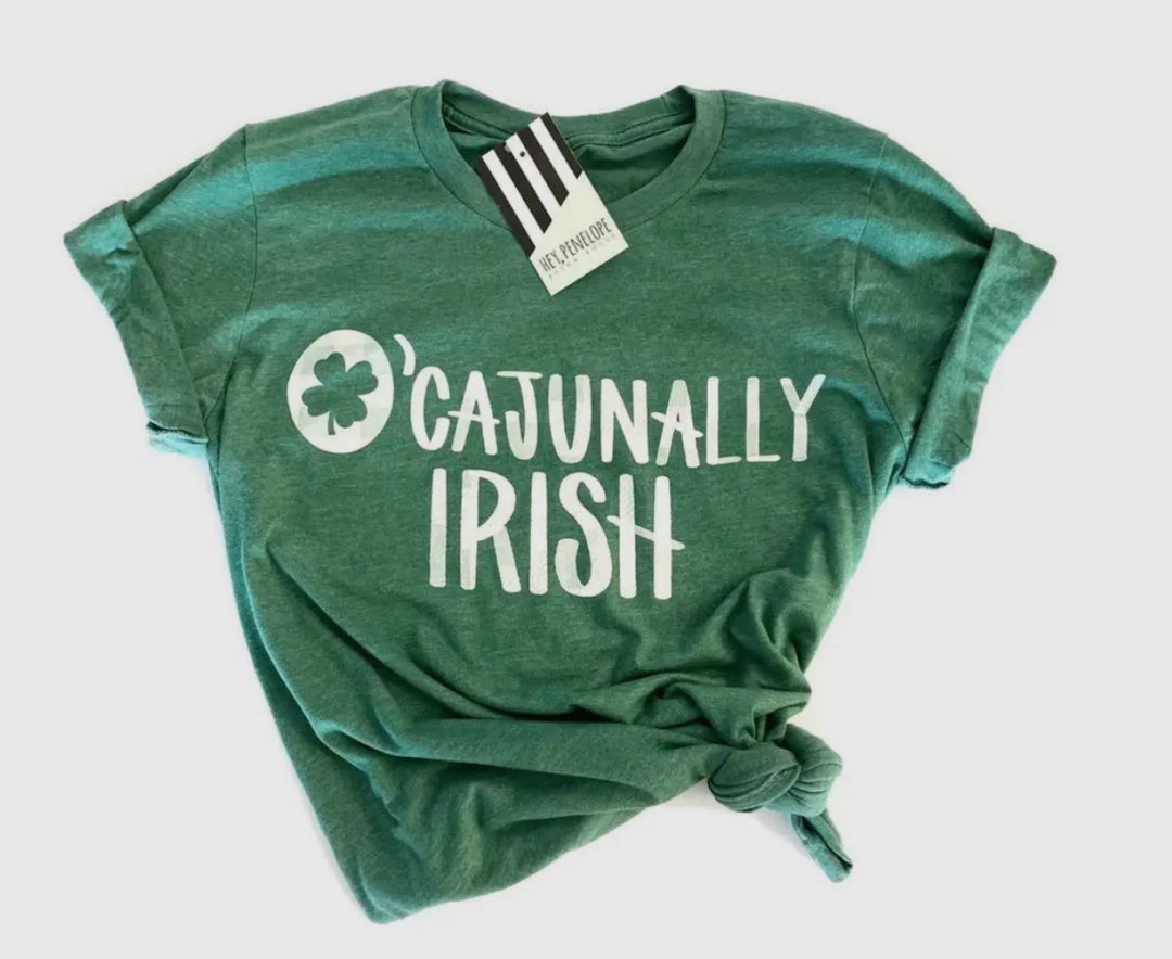 O'Cajunally Irish St Patrick's Day Tee-Graphic Tees-Pink House On River Road-Shop with Bloom West Boutique, Women's Fashion Boutique, Located in Houma, Louisiana