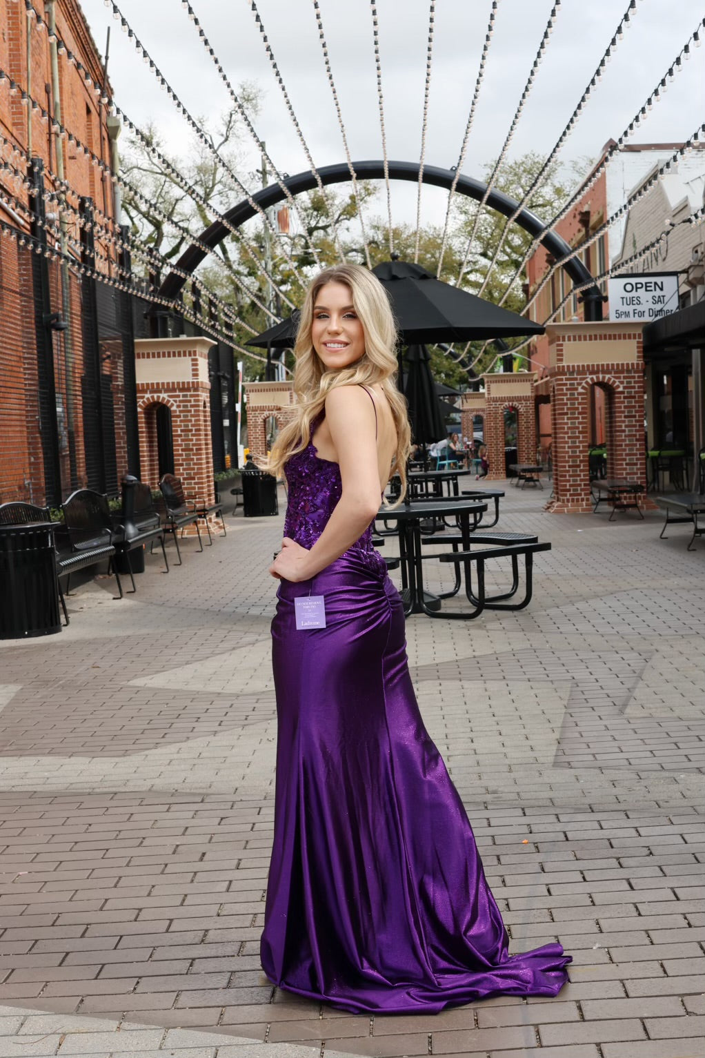 Katanna Stretch Satin Glitter & Lace Fitted Gown-Formal Gowns-17 young dress-Shop with Bloom West Boutique, Women's Fashion Boutique, Located in Houma, Louisiana