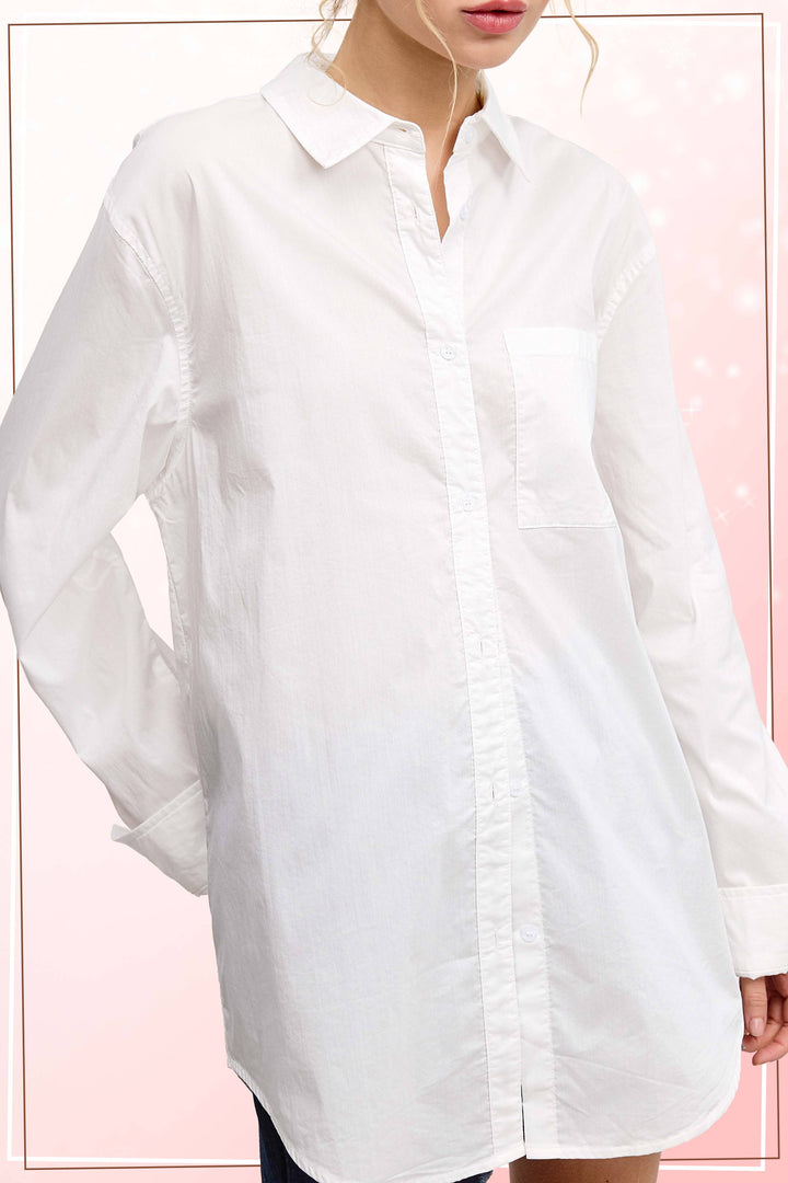 Classic Collared Button Down Poplin Shirt-Tops-La Miel-Shop with Bloom West Boutique, Women's Fashion Boutique, Located in Houma, Louisiana