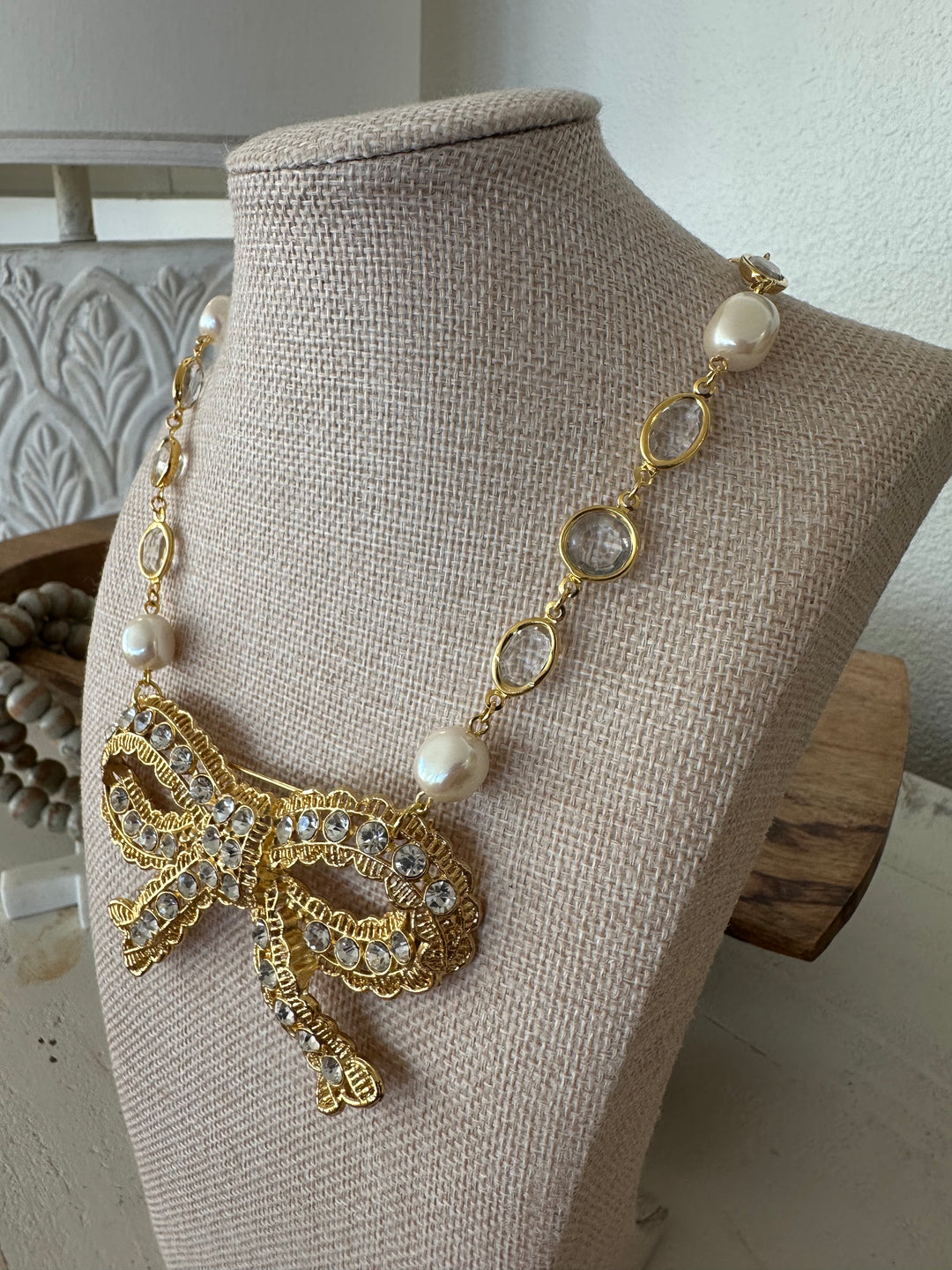 Erin Knight Design Vintage Carolee Rhinestone Bow Necklace-Necklaces-Erin Knight Designs-Shop with Bloom West Boutique, Women's Fashion Boutique, Located in Houma, Louisiana