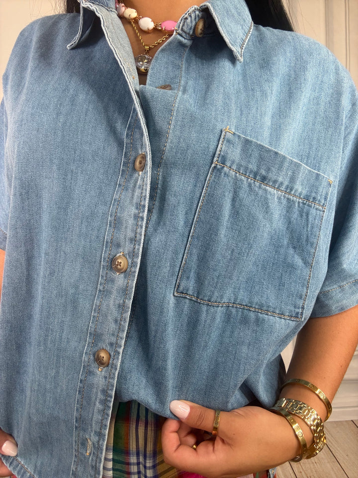 Main Street Denim Top-Tops-Twentifourth-Shop with Bloom West Boutique, Women&