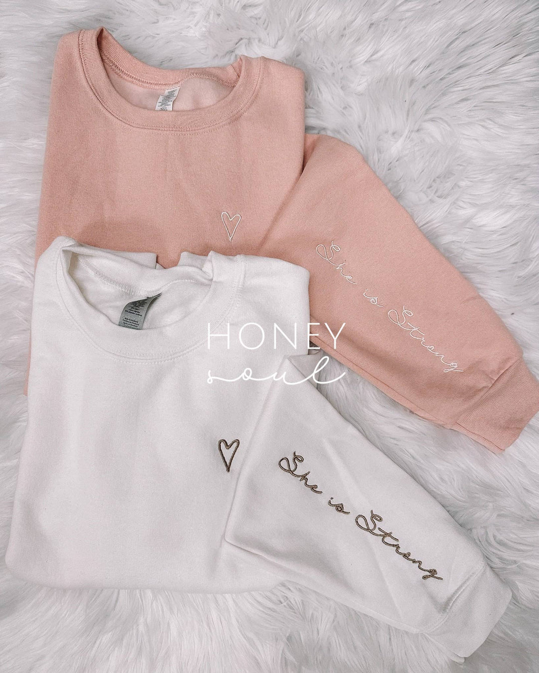 She Is Strong Sweatshirt-Graphic Sweaters-Honey Soul LLC-Shop with Bloom West Boutique, Women's Fashion Boutique, Located in Houma, Louisiana