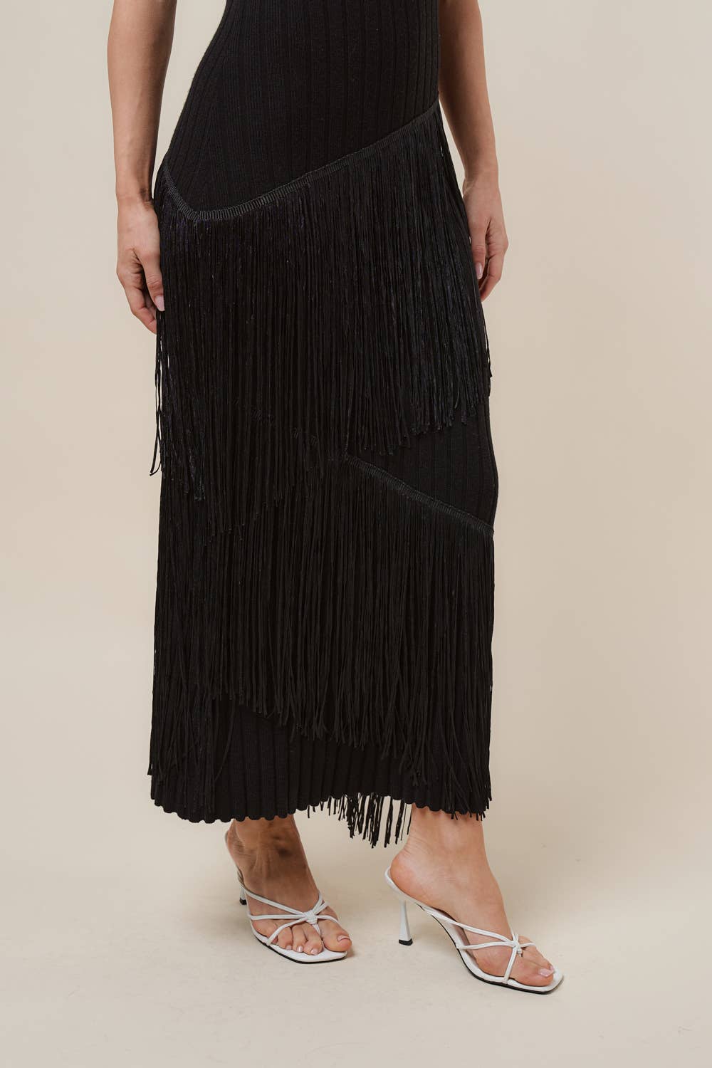 AD3366 Asymmetric fringe maxi dress-Able-Shop with Bloom West Boutique, Women&