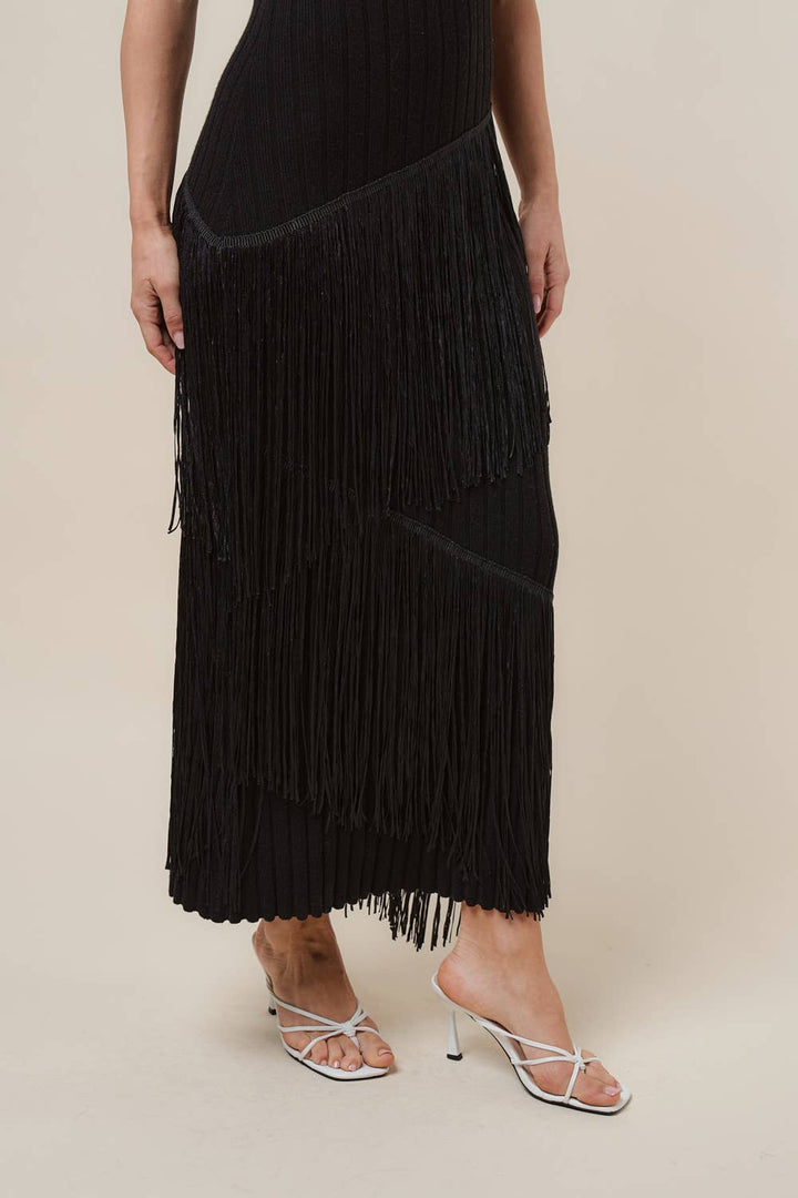 AD3366 Asymmetric fringe maxi dress-Able-Shop with Bloom West Boutique, Women&