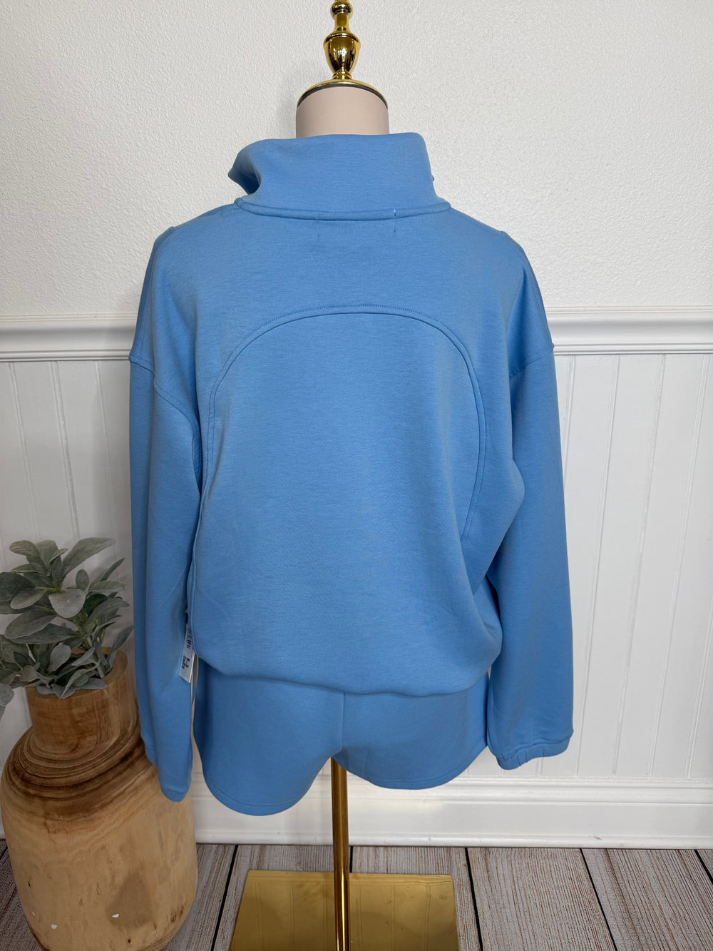 Salty Sapphire Cloud Fleece Top-Tops-Vintage Havana-Shop with Bloom West Boutique, Women's Fashion Boutique, Located in Houma, Louisiana