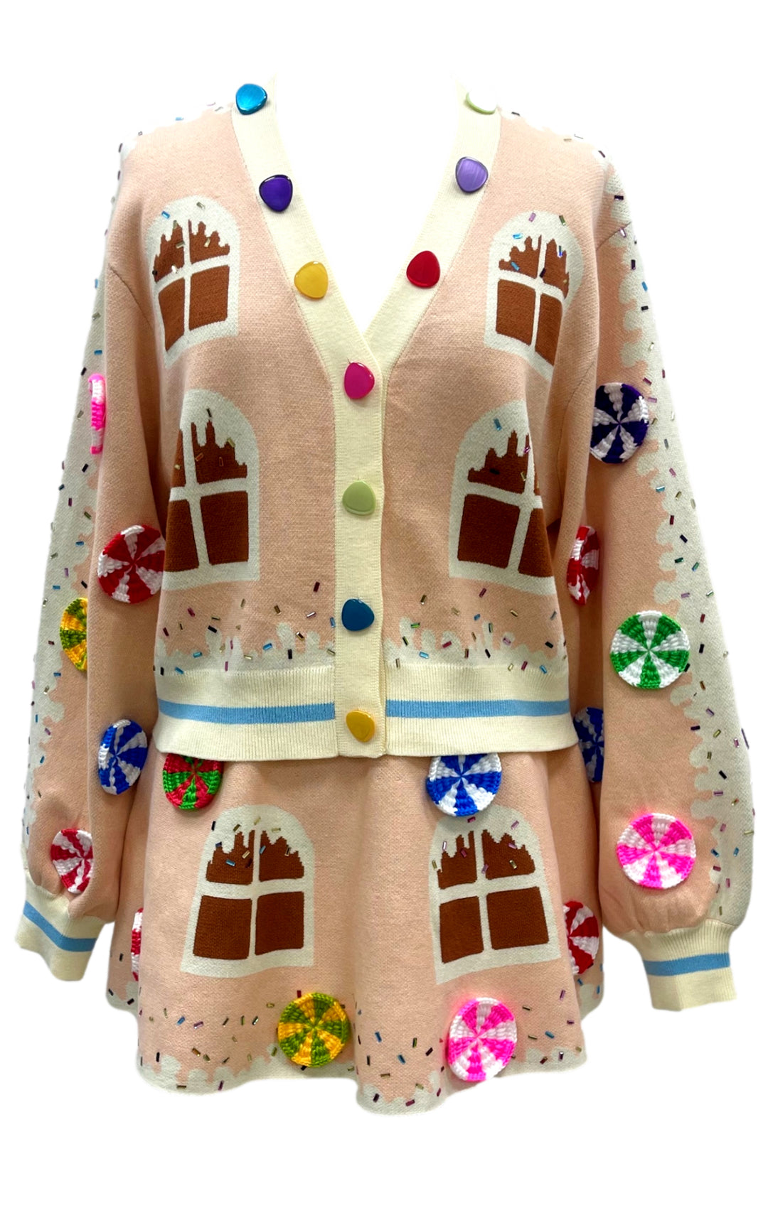 Queen Of Sparkles Entire Gingerbread House Cardigan-Cardigans-Queen Of Sparkles-Shop with Bloom West Boutique, Women's Fashion Boutique, Located in Houma, Louisiana