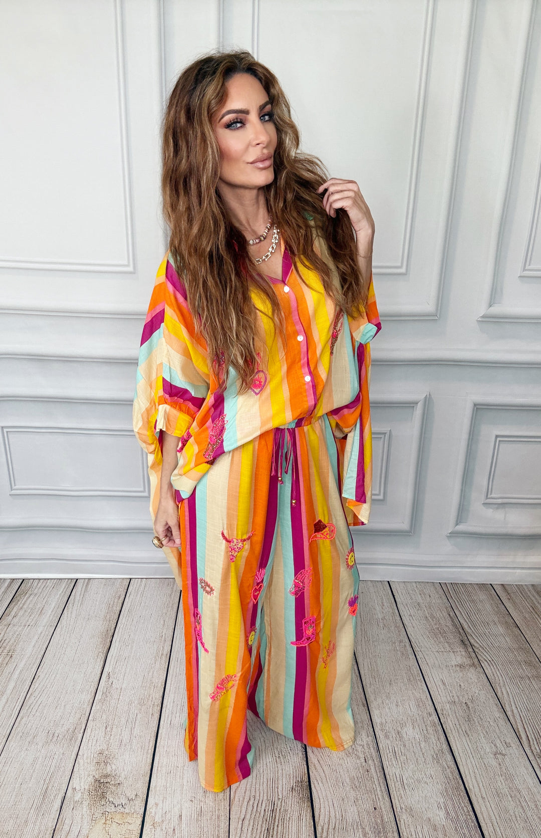 Savannah Sunshine Pants-Pants-Gold and Silver-Shop with Bloom West Boutique, Women's Fashion Boutique, Located in Houma, Louisiana