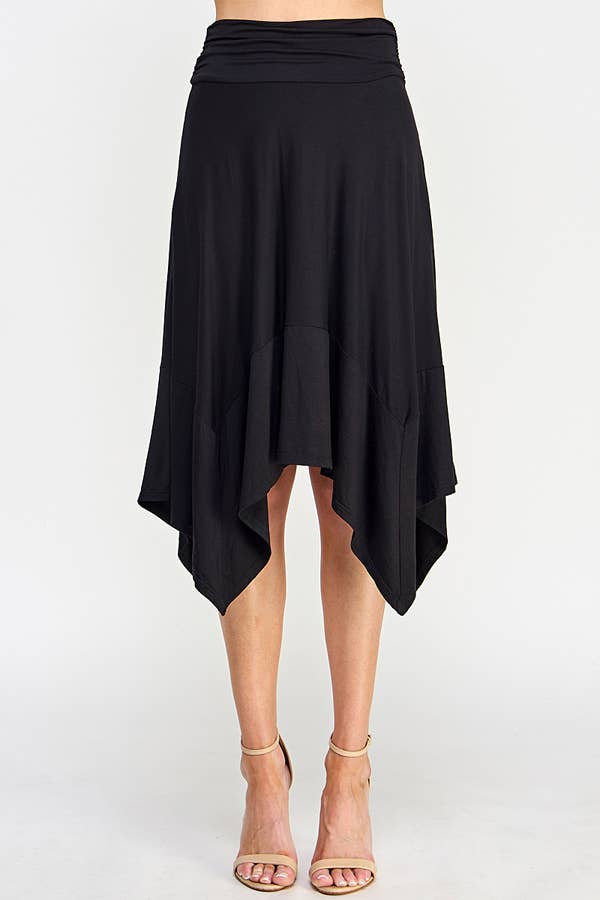 HANDKERCHIEF HEMLINE MIDI SKIRT-Skirts-Heart & Hips-Shop with Bloom West Boutique, Women's Fashion Boutique, Located in Houma, Louisiana