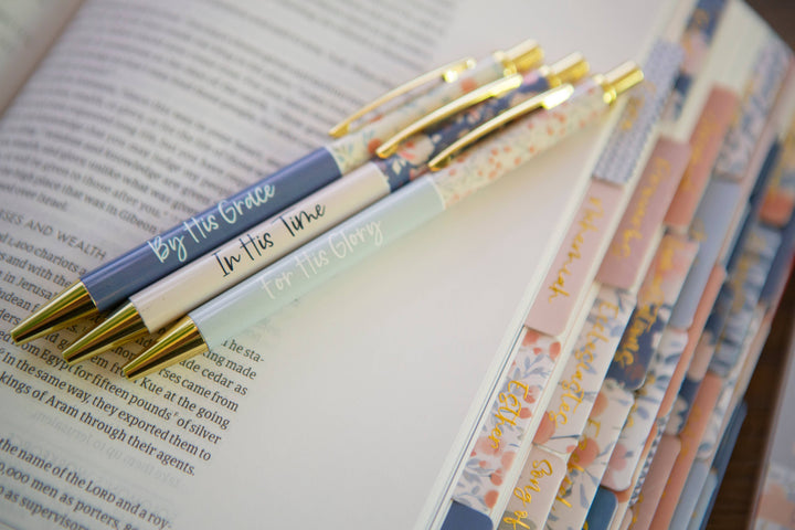 Blue Floral Christian Pens-Bible Accessories-Chosen & Cherished-Shop with Bloom West Boutique, Women's Fashion Boutique, Located in Houma, Louisiana