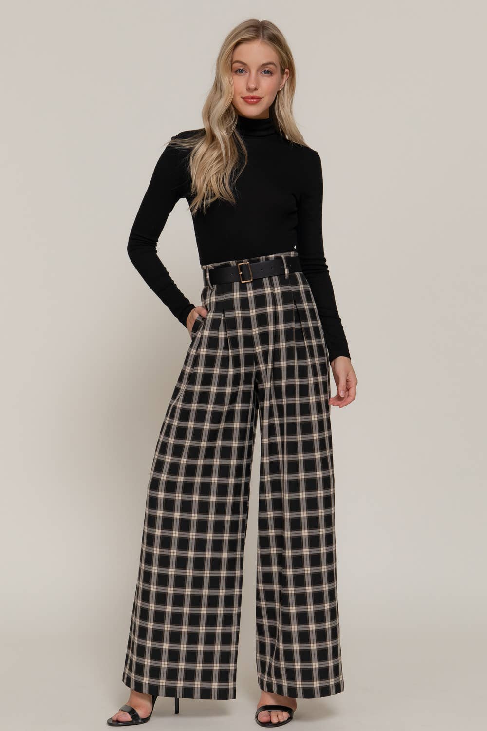 Beth Plaid Woven Wide Long Pants-Active Basic | Active USA-Shop with Bloom West Boutique, Women's Fashion Boutique, Located in Houma, Louisiana