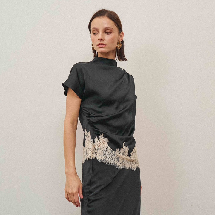 AT3558 Lace satin top-Able-Shop with Bloom West Boutique, Women&