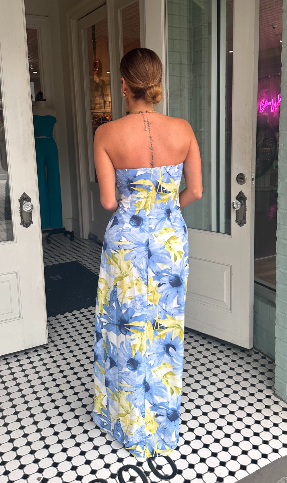 Daisy Strapless Woven Gown-Dresses-luxxel-Shop with Bloom West Boutique, Women's Fashion Boutique, Located in Houma, Louisiana