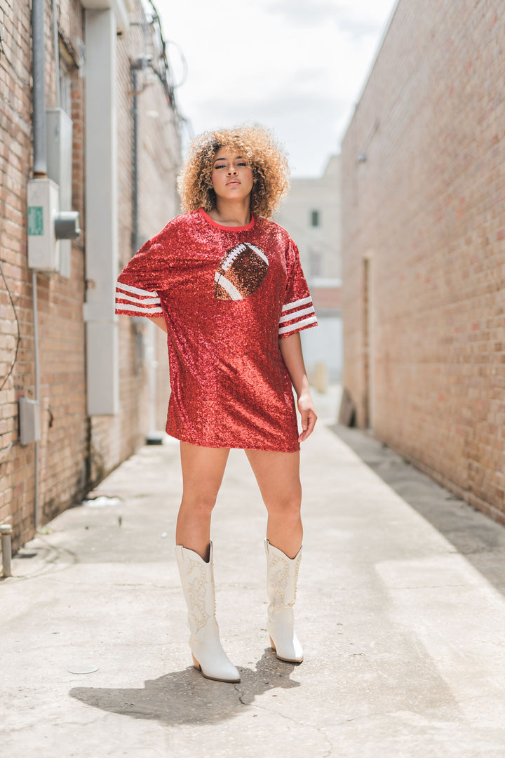 Emerson Game Day Sequin Shirt Dress-Dresses-fantastic Fawn-Shop with Bloom West Boutique, Women's Fashion Boutique, Located in Houma, Louisiana