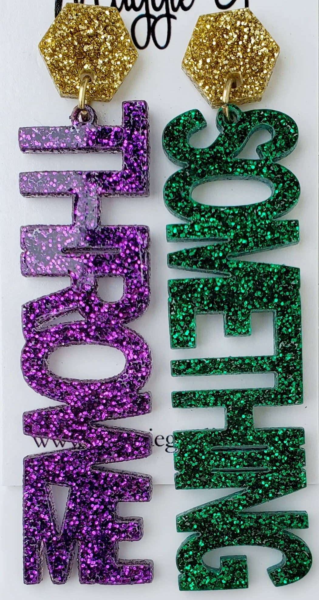 Throw me Something Mardi Gras Glitter Earrings-Earrings-Maggie G-Shop with Bloom West Boutique, Women's Fashion Boutique, Located in Houma, Louisiana