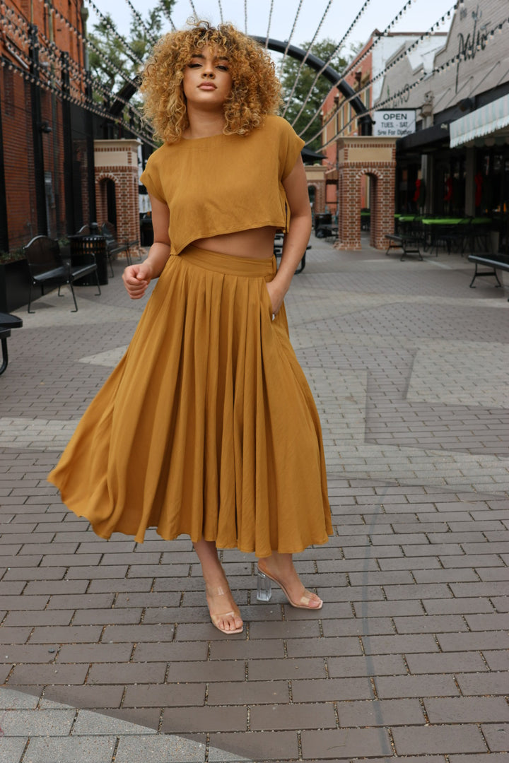 Jessica Crop and Midi Skirt Set-Outfits-Bloom West Boutique-Shop with Bloom West Boutique, Women's Fashion Boutique, Located in Houma, Louisiana