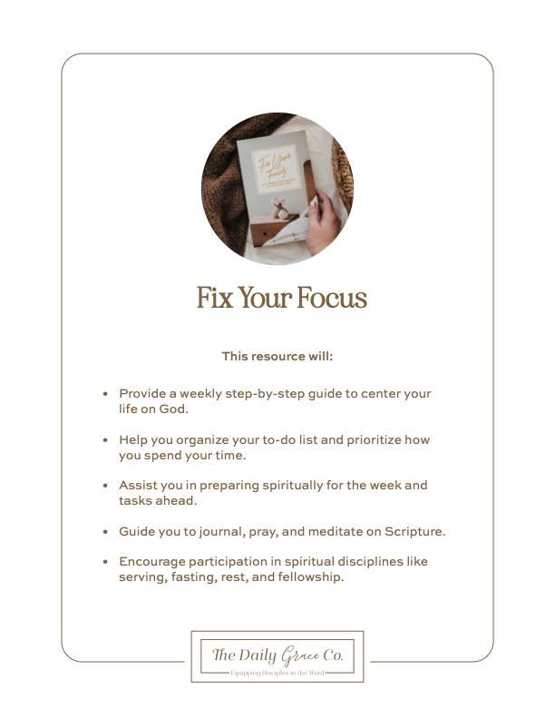 Fix Your Focus | A 52-Week Guide to Help You Put God First-The Daily Grace Co-Shop with Bloom West Boutique, Women's Fashion Boutique, Located in Houma, Louisiana