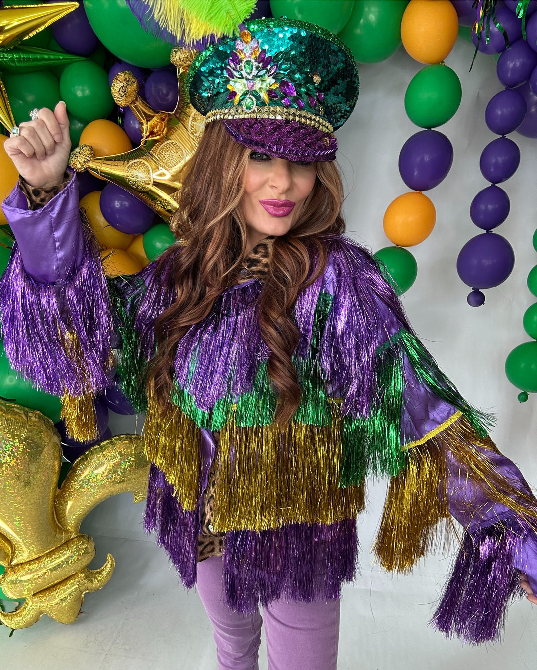 Mardi Gras tinsel jacket-SongLily-Shop with Bloom West Boutique, Women's Fashion Boutique, Located in Houma, Louisiana