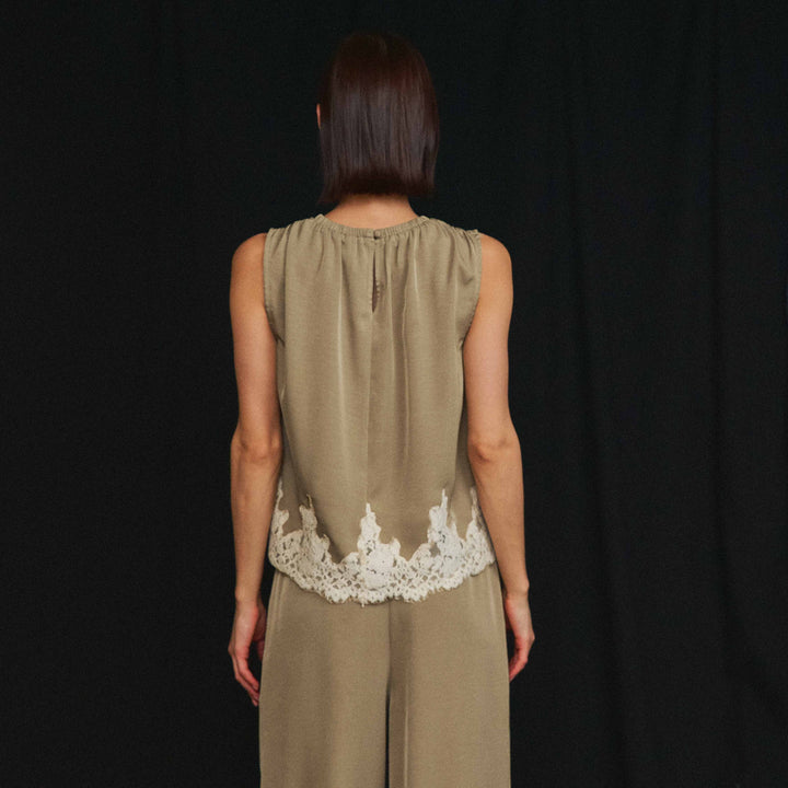 AS3513 Lace trimmed top &amp; pants set-Able-Shop with Bloom West Boutique, Women&