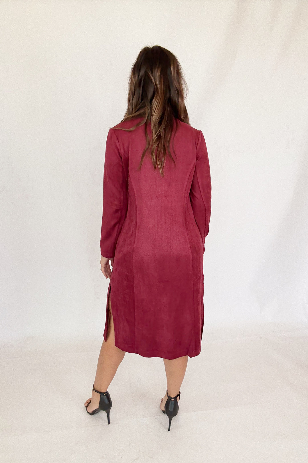 Sofía Suede Duster Burgundy-Jackets-skies are blue-Shop with Bloom West Boutique, Women's Fashion Boutique, Located in Houma, Louisiana