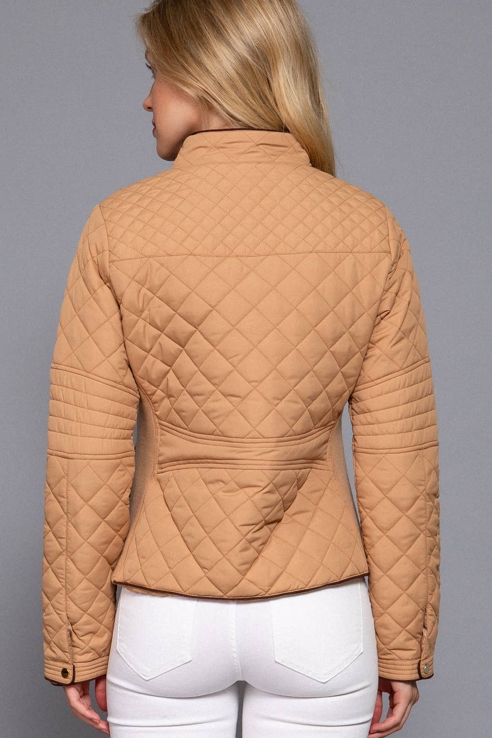Suede Piping Detail Rib Quilted Padding Jacket : OLV-olive oil / L-Active Basic | Active USA-Shop with Bloom West Boutique, Women's Fashion Boutique, Located in Houma, Louisiana