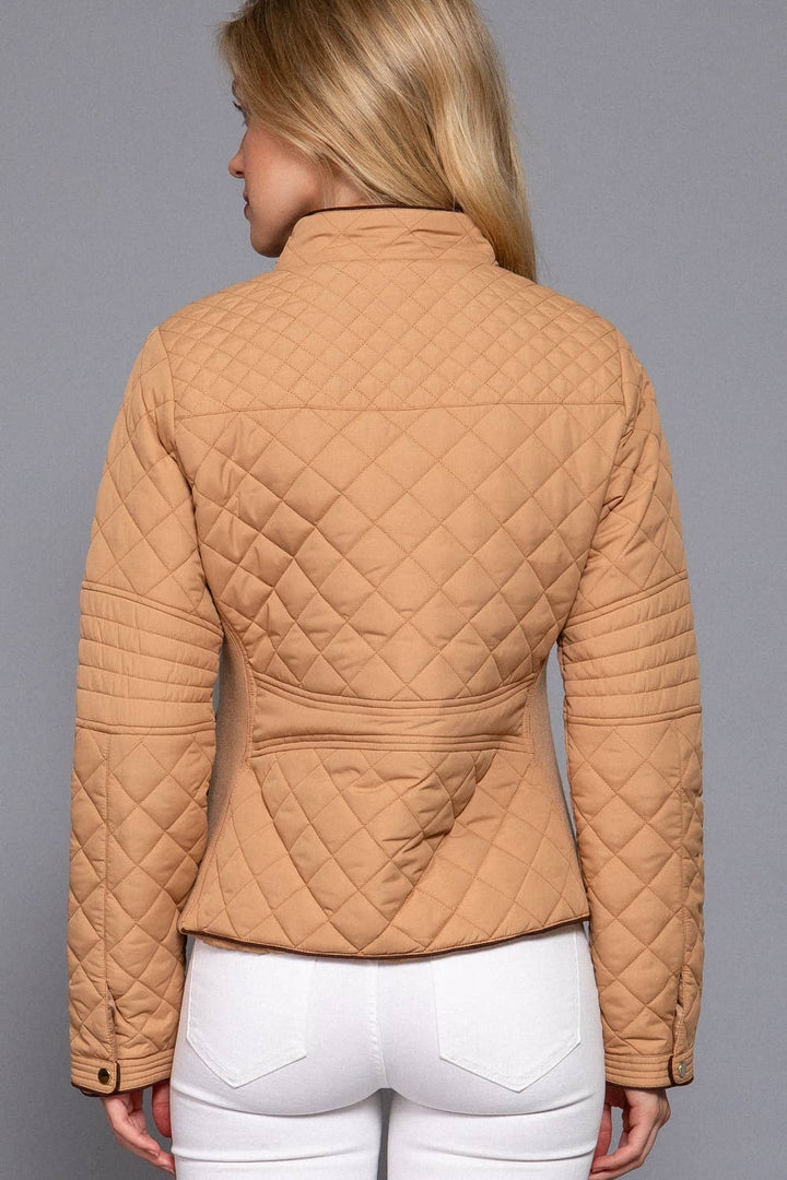 Suede Piping Detail Rib Quilted Padding Jacket : OLV-olive oil / L-Active Basic | Active USA-Shop with Bloom West Boutique, Women's Fashion Boutique, Located in Houma, Louisiana