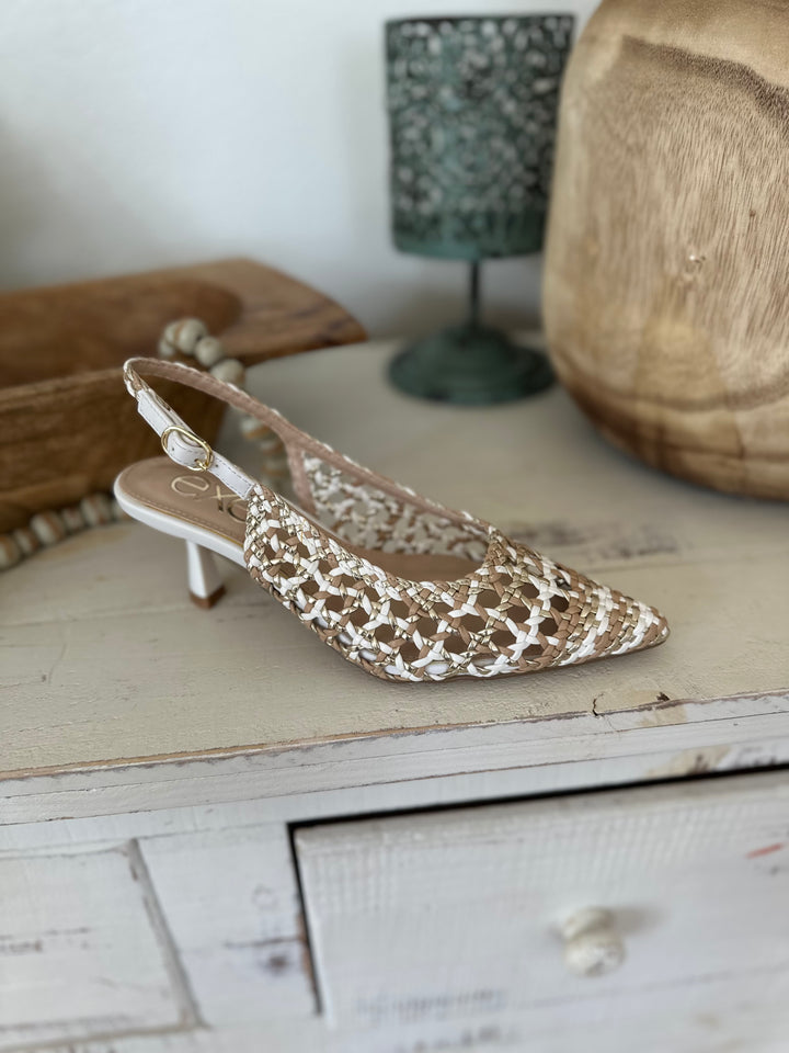 Selena White Gold Low Heel-Heels-KB Shoes-Shop with Bloom West Boutique, Women's Fashion Boutique, Located in Houma, Louisiana