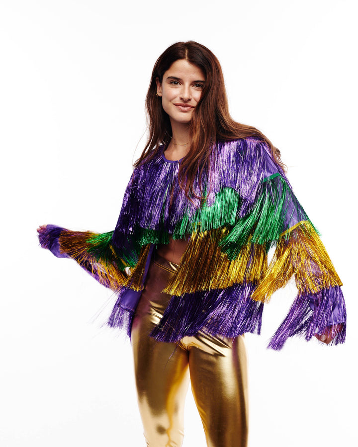Mardi Gras tinsel jacket-SongLily-Shop with Bloom West Boutique, Women's Fashion Boutique, Located in Houma, Louisiana