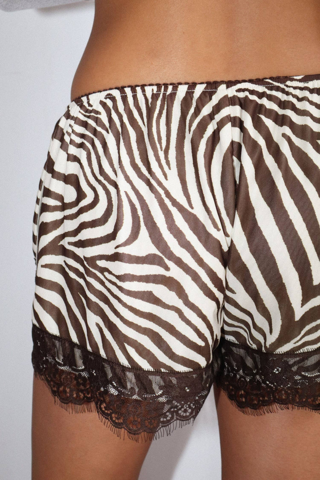 Zebra Print Lace Trim Shorts-Bailey Rose-Shop with Bloom West Boutique, Women&