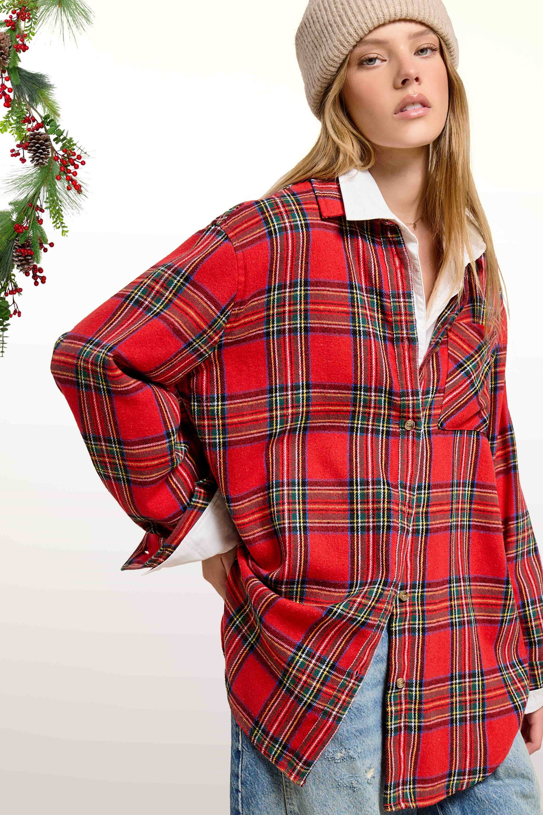 Jolly day Button Down Plaid Shirts-Tops-La Miel-Shop with Bloom West Boutique, Women's Fashion Boutique, Located in Houma, Louisiana