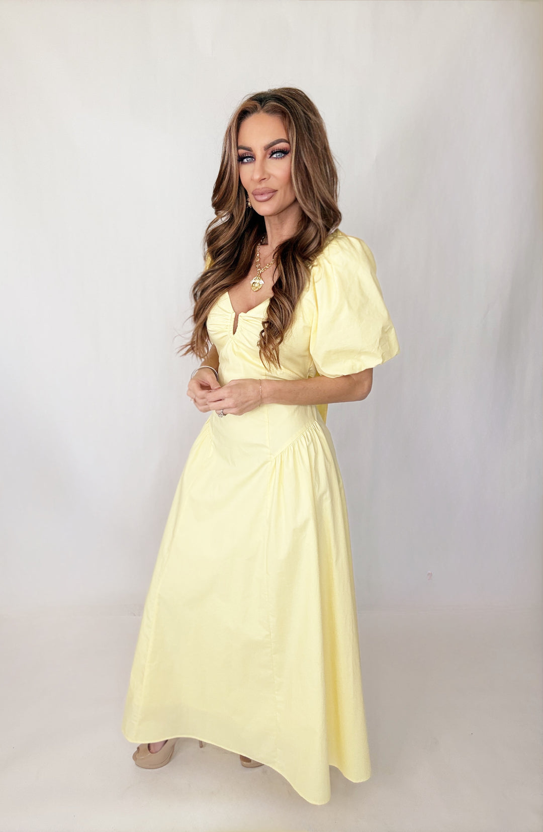 Daffodil Drift Maxi Dress-Dress-skies are blue-Shop with Bloom West Boutique, Women's Fashion Boutique, Located in Houma, Louisiana