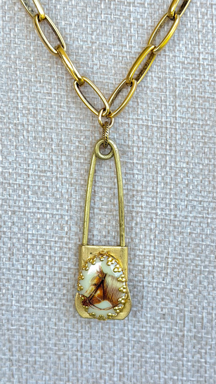 Erin Knight Cameo Horse Laundry Pin-Necklaces-Erin Knight Designs-Shop with Bloom West Boutique, Women&