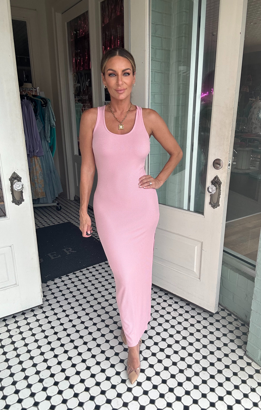 Britt Full Length Ribbed Sleeveless Dress-Maxi Dresses-Popular 21-Shop with Bloom West Boutique, Women's Fashion Boutique, Located in Houma, Louisiana