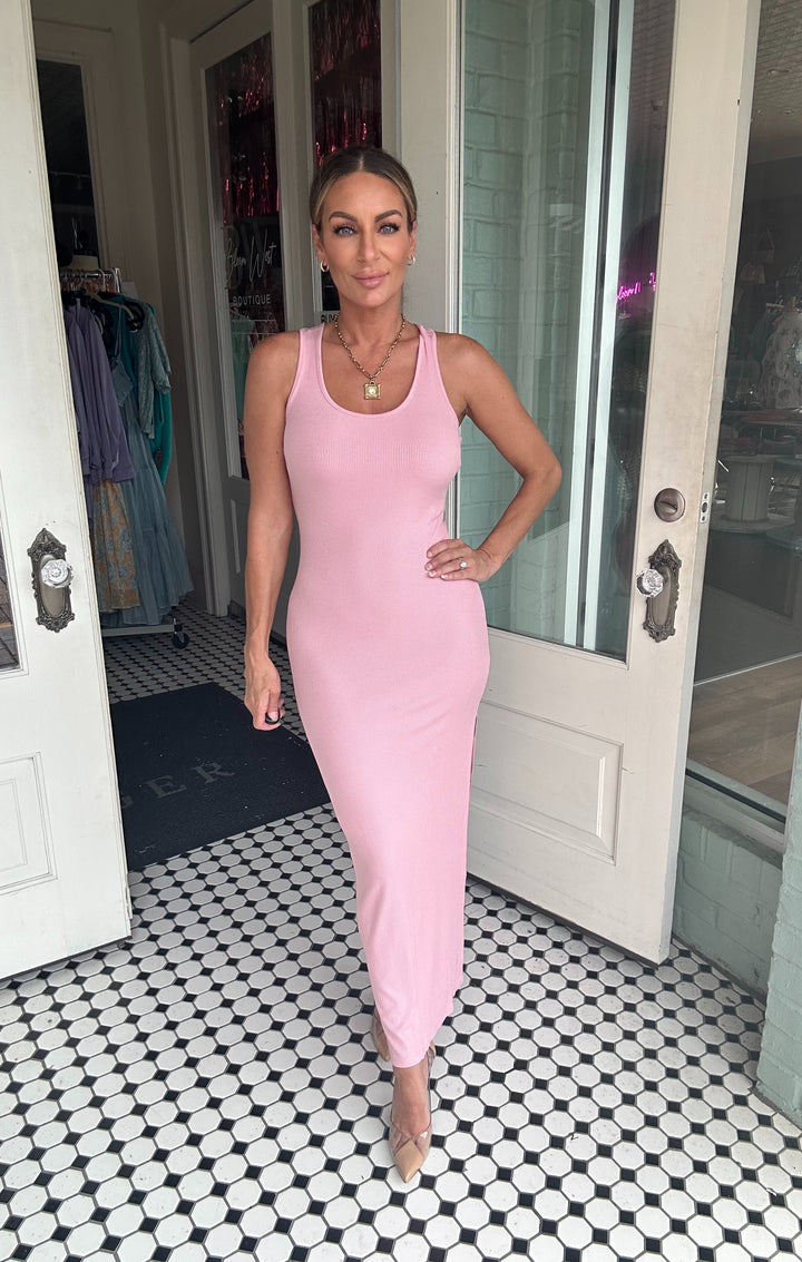 Britt Full Length Ribbed Sleeveless Dress-Midi Dresses-Popular 21-Shop with Bloom West Boutique, Women's Fashion Boutique, Located in Houma, Louisiana