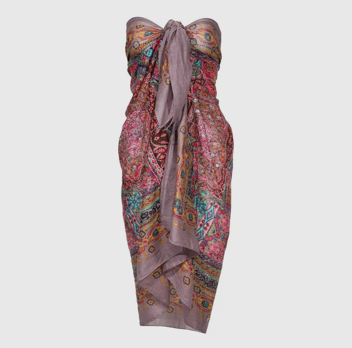Geometric Metallic Embroidered Cotton Sarong-Cover Ups-Dalfiya-Shop with Bloom West Boutique, Women's Fashion Boutique, Located in Houma, Louisiana