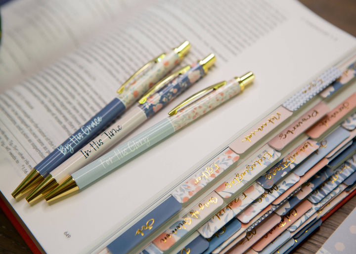 Blue Floral Christian Pens-Bible Accessories-Chosen & Cherished-Shop with Bloom West Boutique, Women's Fashion Boutique, Located in Houma, Louisiana