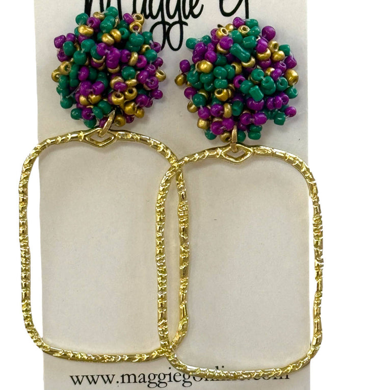 Gold Seed Bead Earring with Gold Hoop-Earrings-Maggie G-Shop with Bloom West Boutique, Women's Fashion Boutique, Located in Houma, Louisiana
