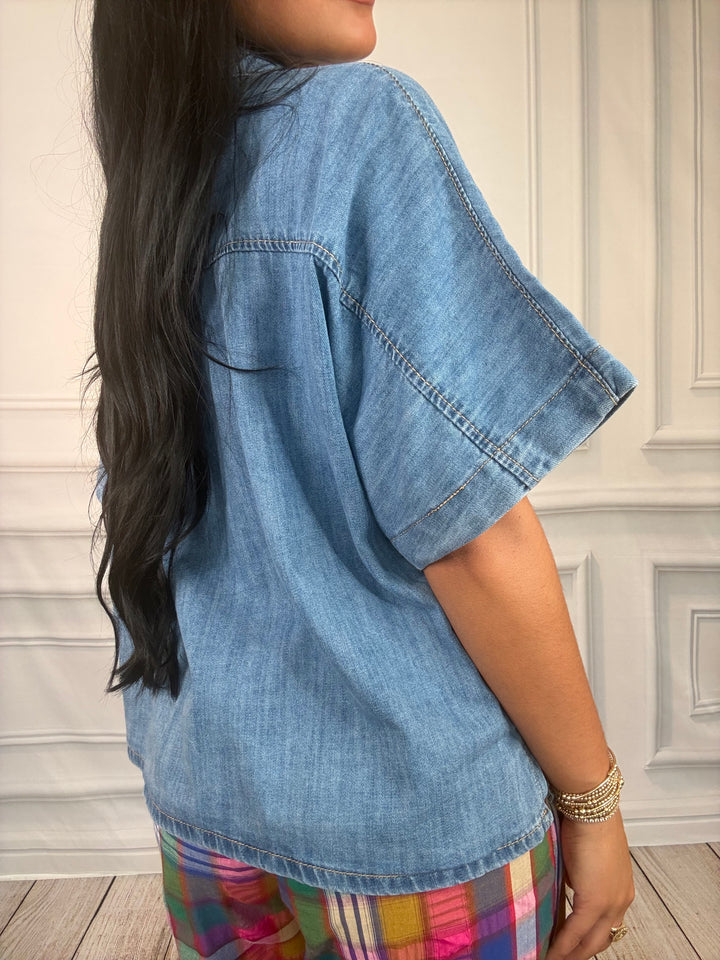 Main Street Denim Top-Tops-Twentifourth-Shop with Bloom West Boutique, Women&