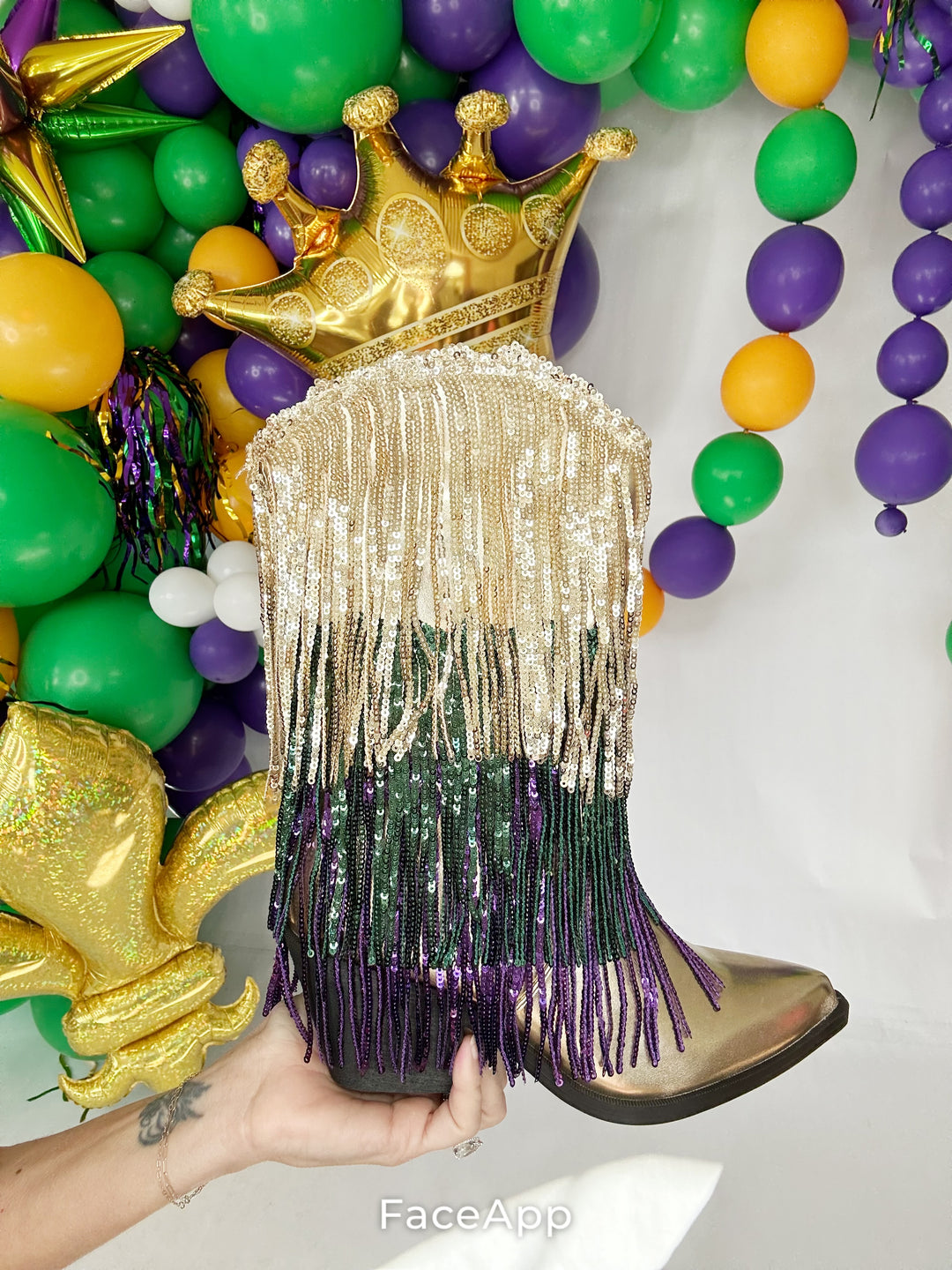 Mardi Gras sequin tassel boots-Boots-SongLily-Shop with Bloom West Boutique, Women's Fashion Boutique, Located in Houma, Louisiana