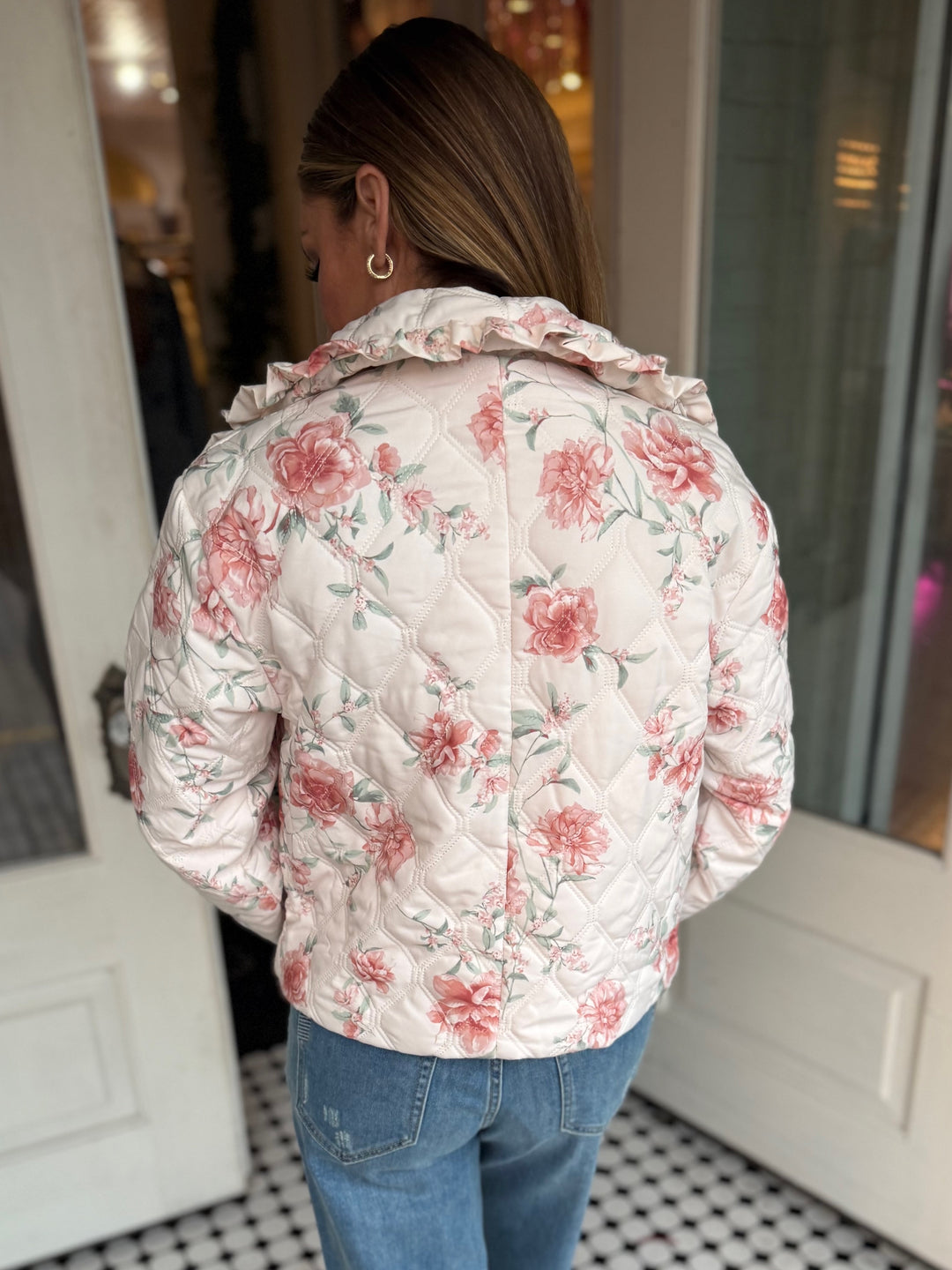 Shelly Blush Pink Floral Jacket-Jackets-Storia-Shop with Bloom West Boutique, Women's Fashion Boutique, Located in Houma, Louisiana