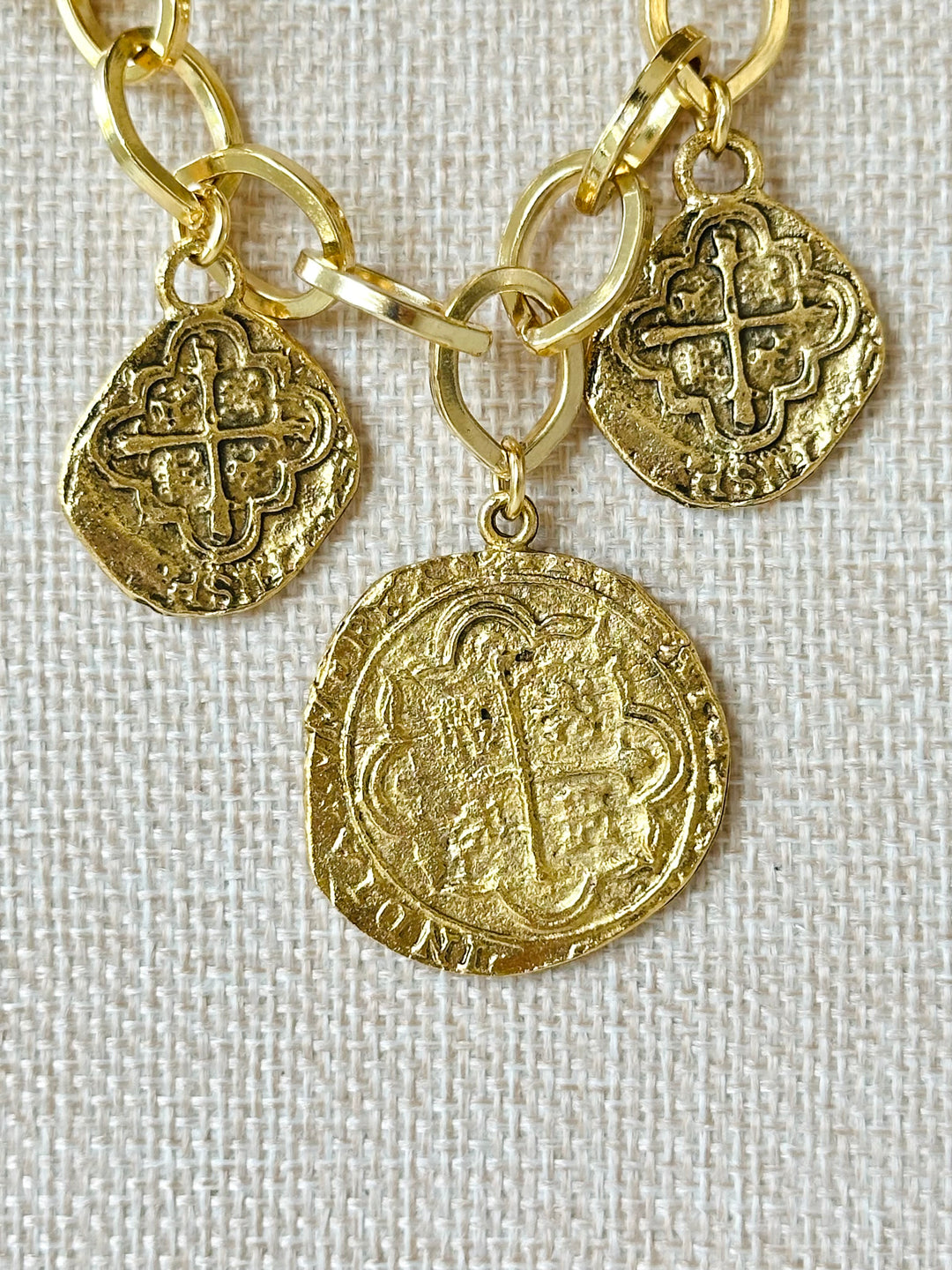 Gold Plated Coin Charm Necklace-Necklaces-Lula n Lee-Shop with Bloom West Boutique, Women's Fashion Boutique, Located in Houma, Louisiana