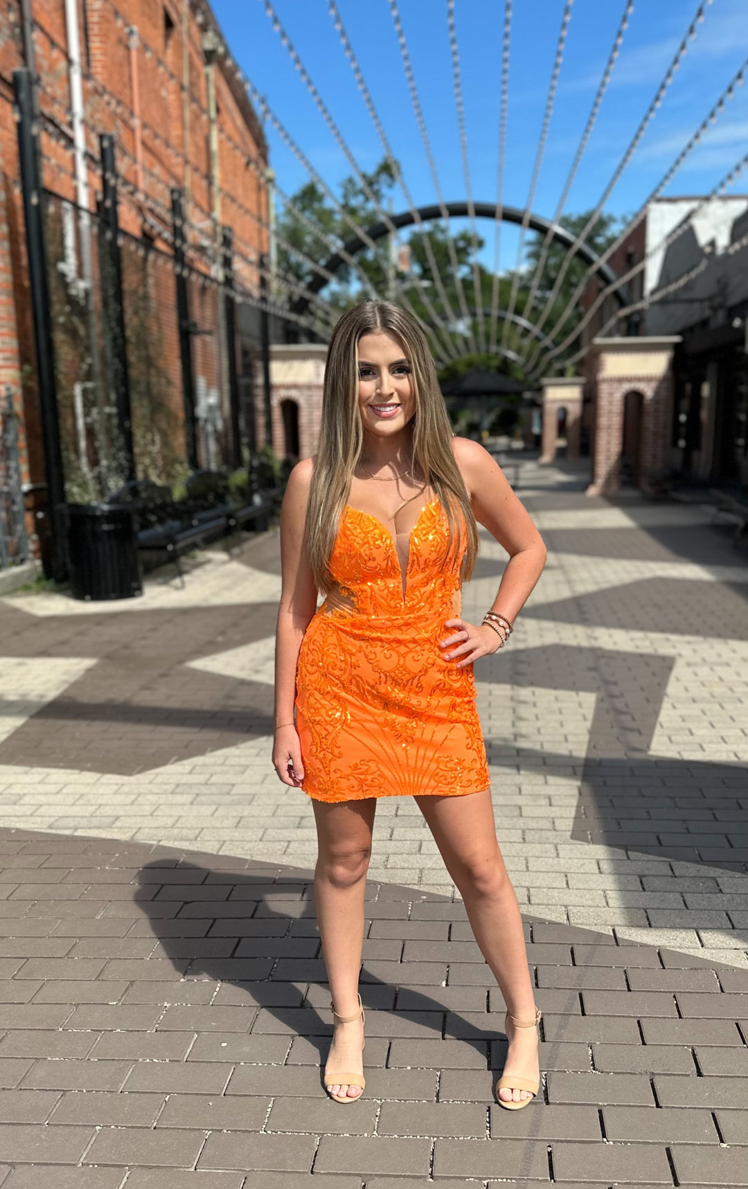 Juliette Sequin Side Mesh Dress-Semi Formal Dresses-Noxanabel-Shop with Bloom West Boutique, Women's Fashion Boutique, Located in Houma, Louisiana