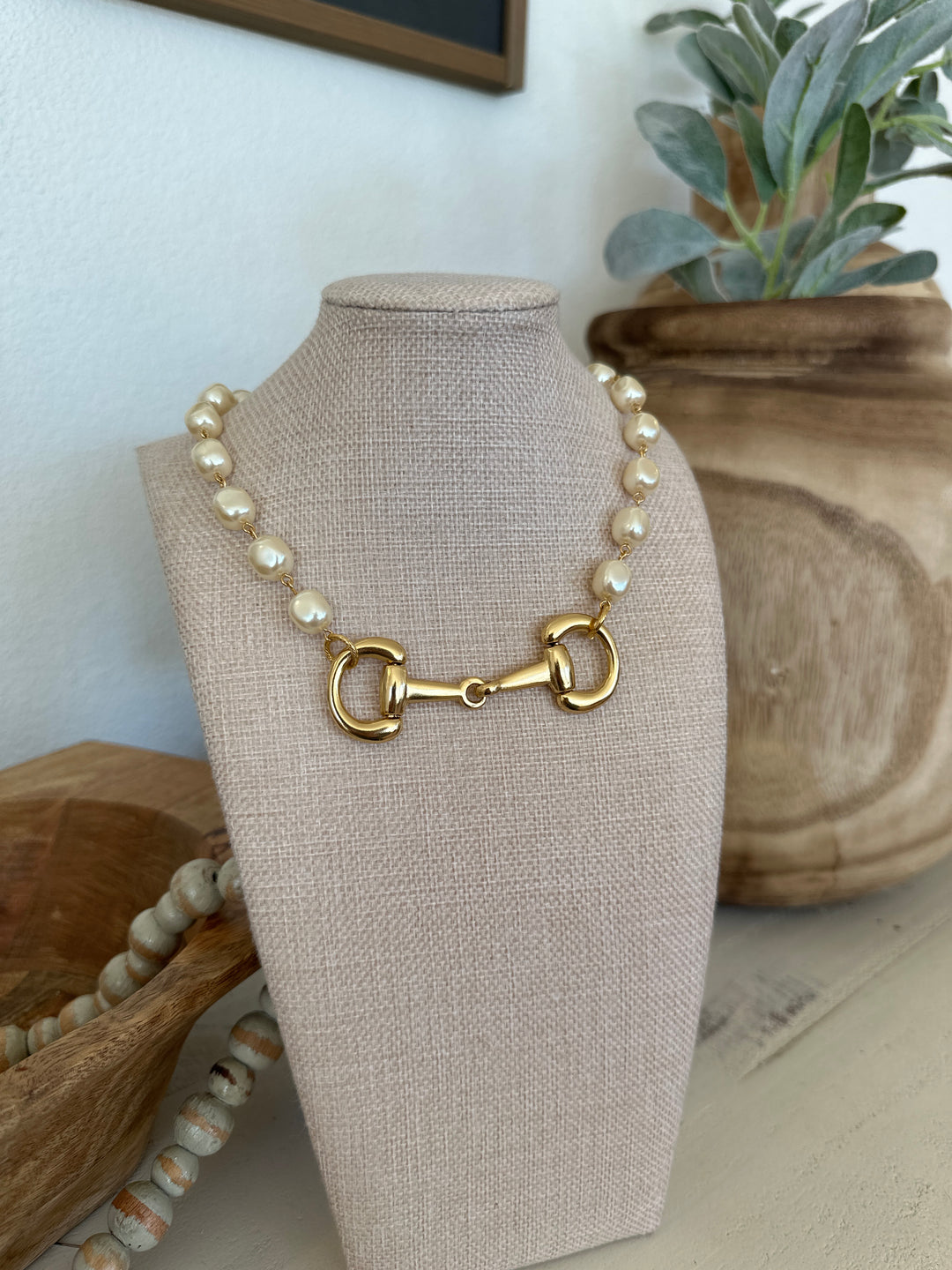 Erin Knight Large Gold Horse Bit Pearl Necklace-Necklaces-Erin Knight Designs-Shop with Bloom West Boutique, Women's Fashion Boutique, Located in Houma, Louisiana