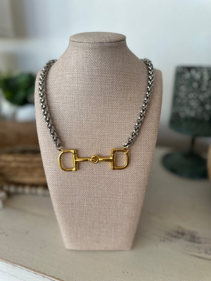 Erin Knight Large Gold Silver Thick Chain Horse Bit Necklace-Necklaces-Erin Knight Designs-Shop with Bloom West Boutique, Women's Fashion Boutique, Located in Houma, Louisiana