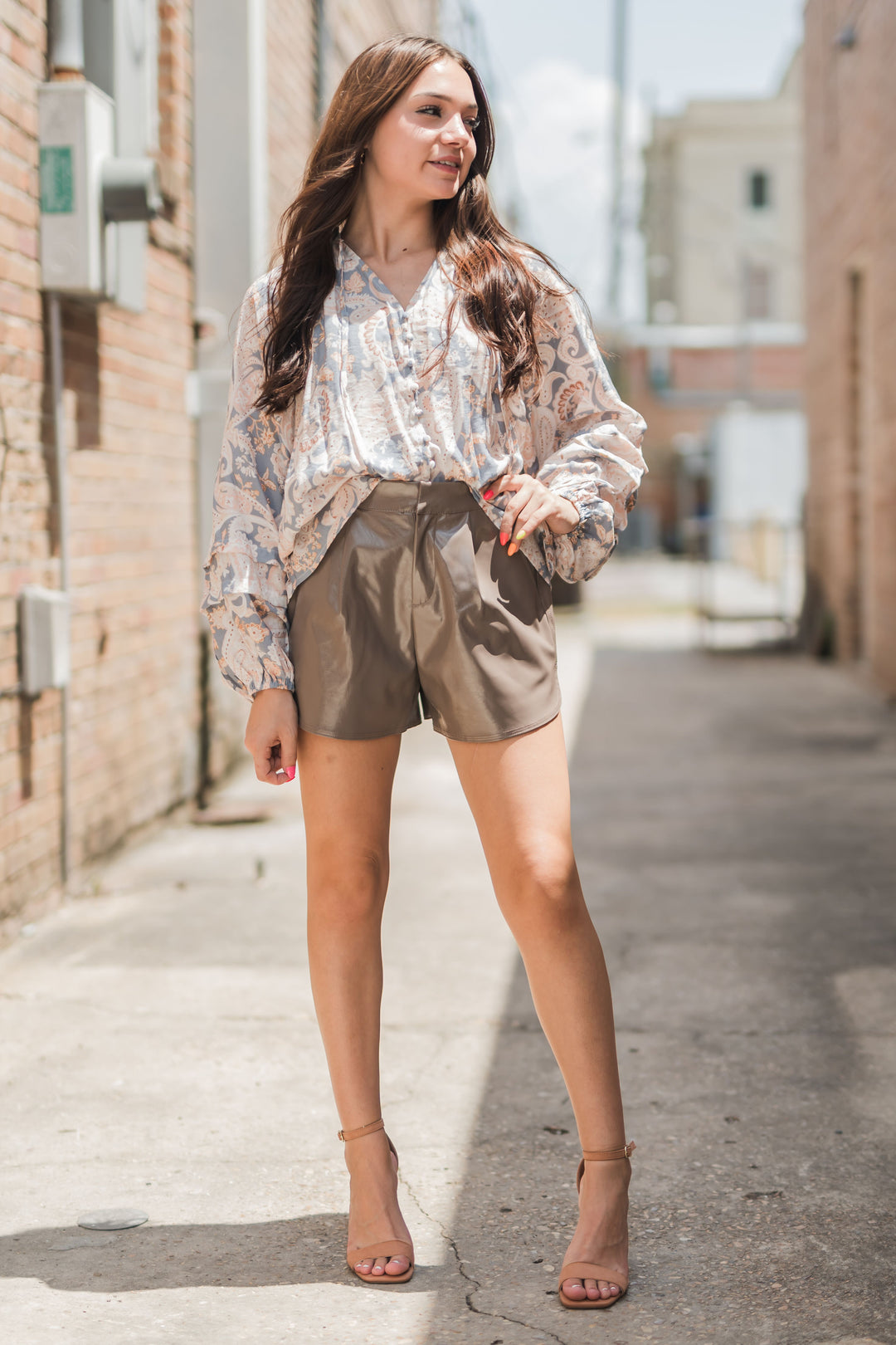Raquel High Waisted Faux Leather Shorts-Shorts-Grey Lab-Shop with Bloom West Boutique, Women's Fashion Boutique, Located in Houma, Louisiana