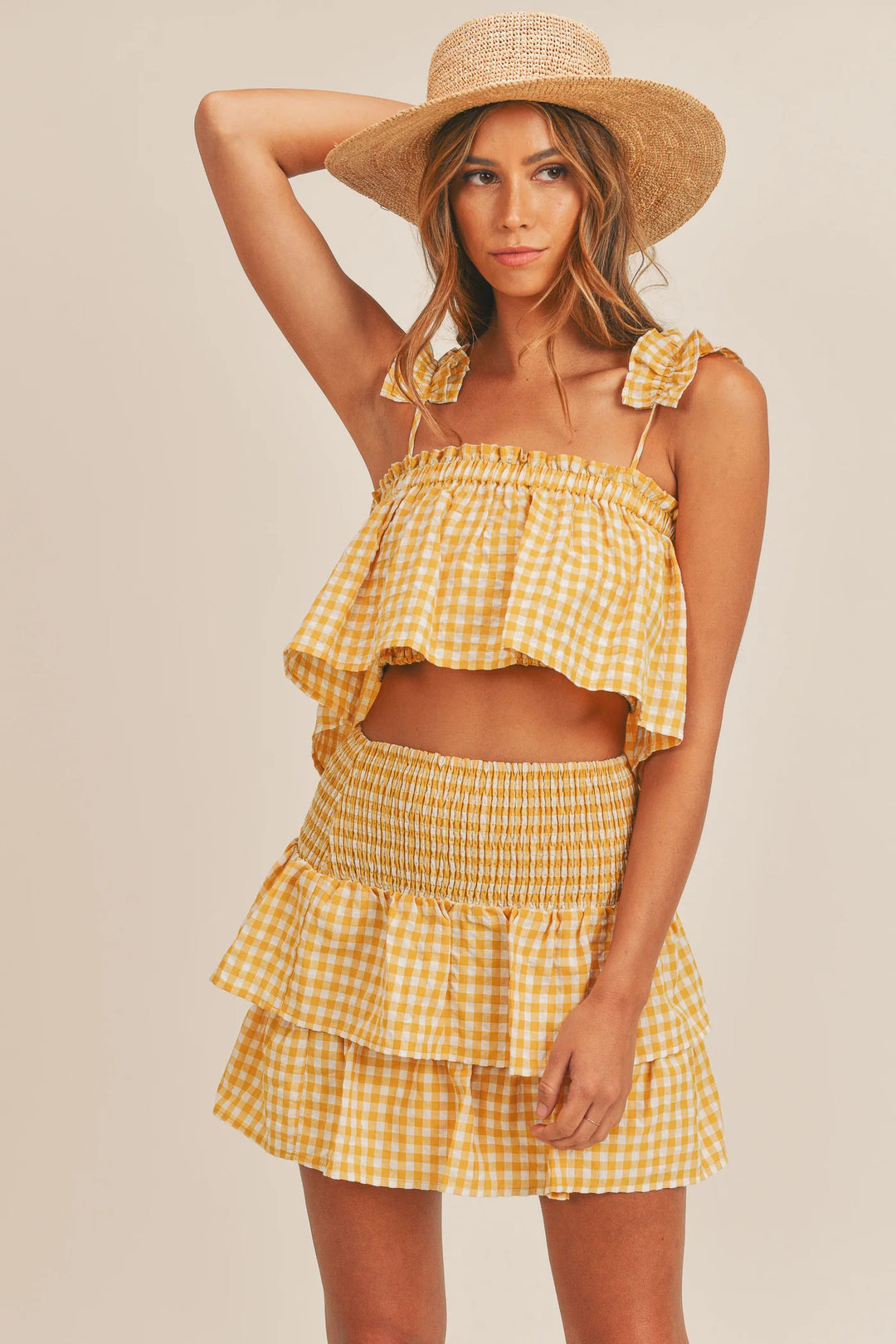 Daveigh Ruffle Crop Top and Skirt Set-One-Piece & Sets-mable-Shop with Bloom West Boutique, Women's Fashion Boutique, Located in Houma, Louisiana
