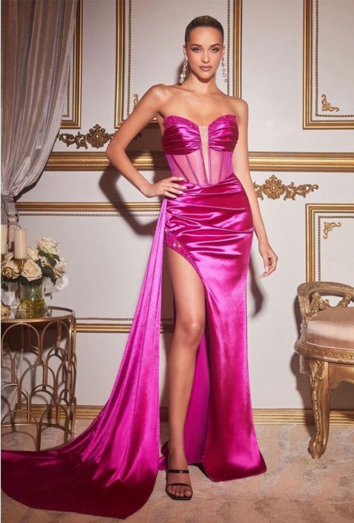 Amaris Satin Strapless Corset Gown-Dresses-17 young dress-Shop with Bloom West Boutique, Women's Fashion Boutique, Located in Houma, Louisiana