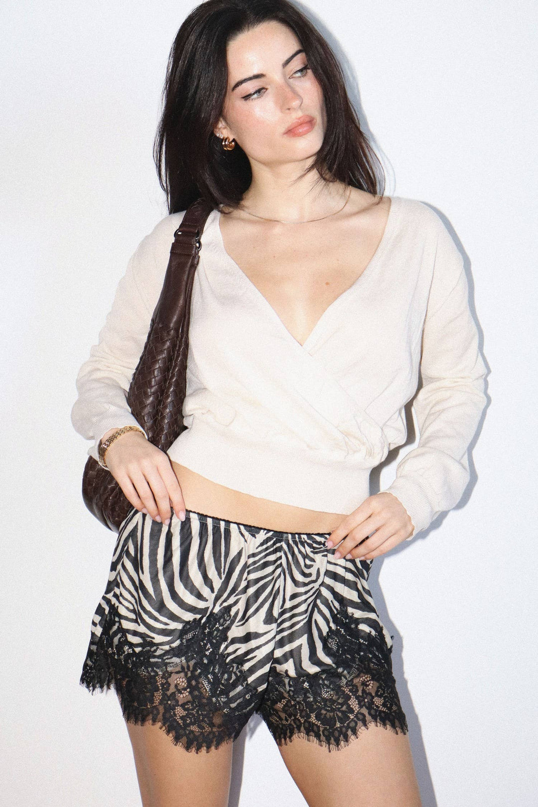 Zebra Print Lace Trim Shorts-Bailey Rose-Shop with Bloom West Boutique, Women&