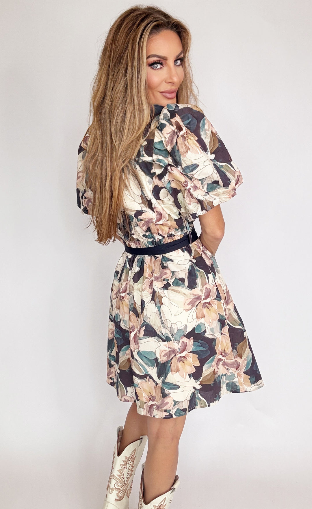 Midnight Meadow Dress-Dresses-Entro-Shop with Bloom West Boutique, Women's Fashion Boutique, Located in Houma, Louisiana