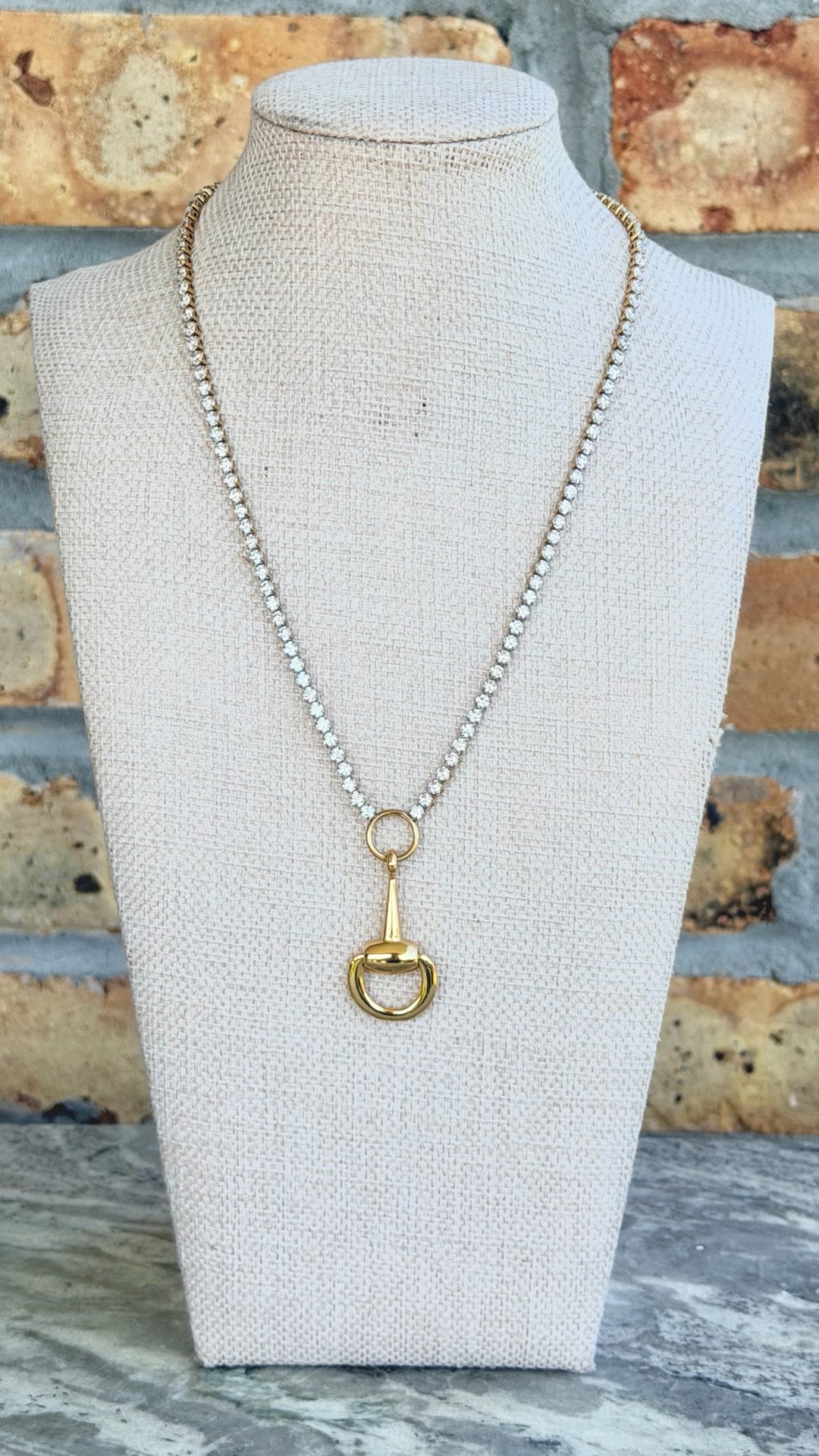 Erin Knight Vintage Rhinestone Chain With Vintage Gold Plated Horse-Bit-Jewelry-Erin Knight Designs-Shop with Bloom West Boutique, Women's Fashion Boutique, Located in Houma, Louisiana